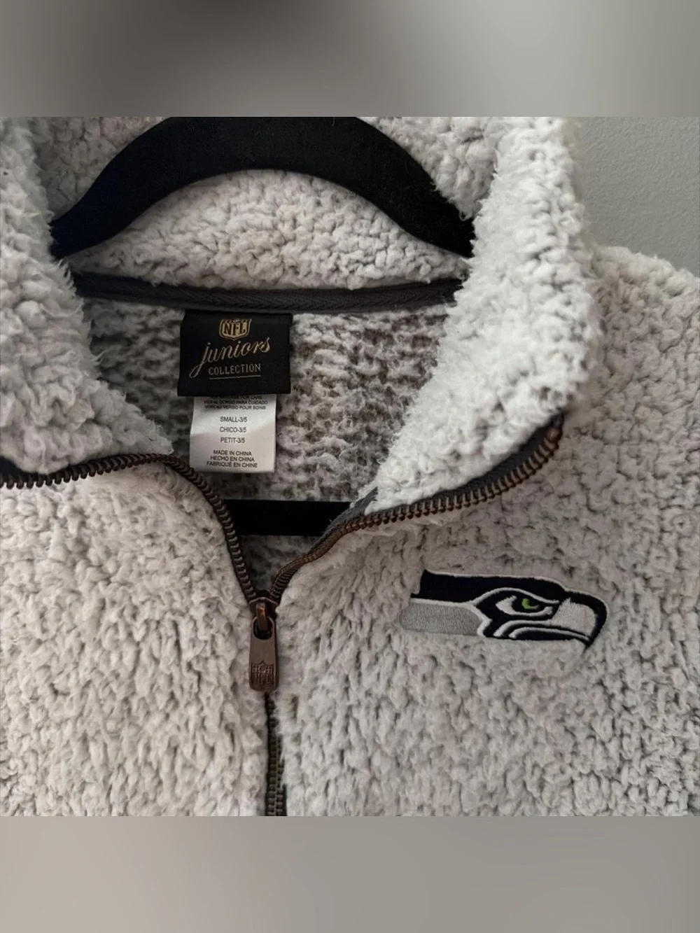 NFL Sherpa Girls Zip Jacket in Gray and Navy
